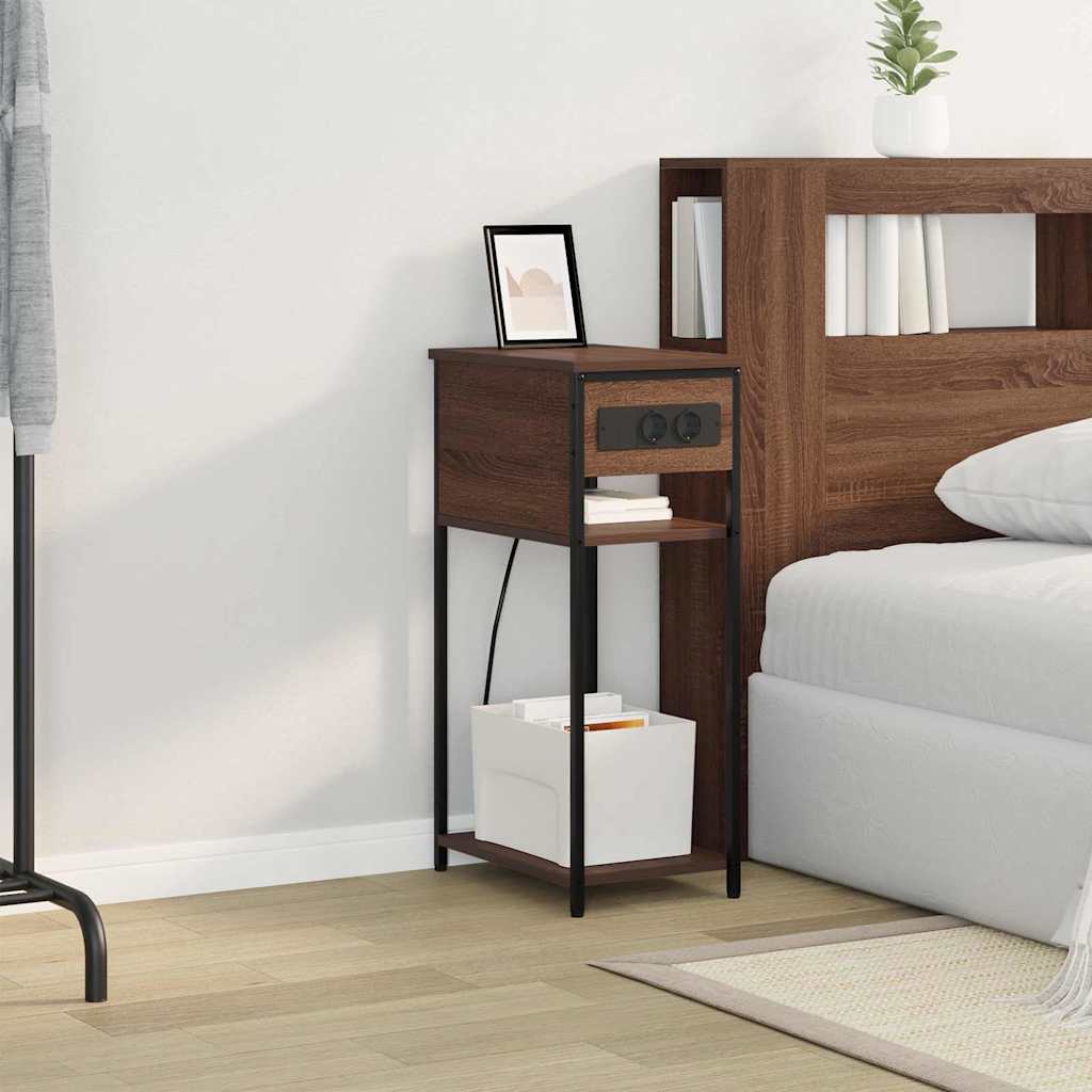Bedside Cabinet Brown Oak 41 x 28 x 76 cm Engineered Wood