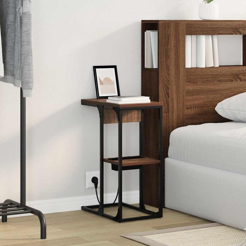 Bedside Cabinet Brown Oak 41.5 x 26 x 60.5 cm Engineered Wood