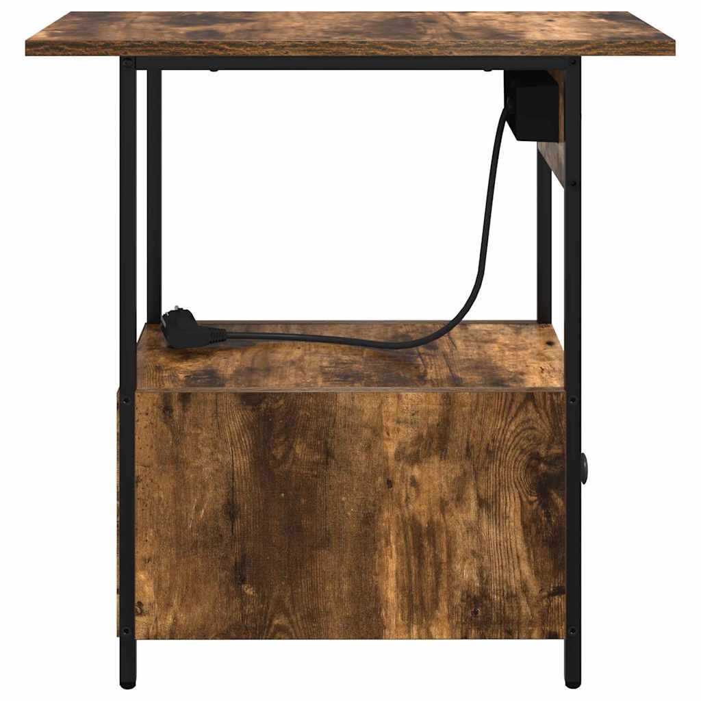 Bedside Cabinet Smoked Oak 60 x 30 x 61 cm Engineered Wood