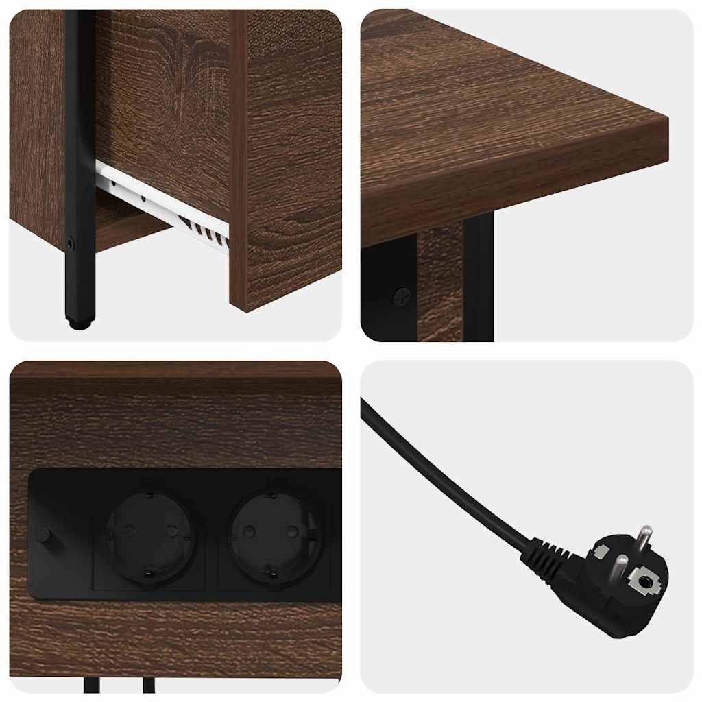 Bedside Cabinet Brown Oak 60 x 30 x 61 cm Engineered Wood