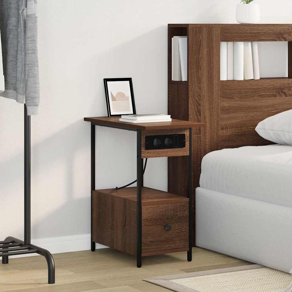 Bedside Cabinet Brown Oak 60 x 30 x 61 cm Engineered Wood