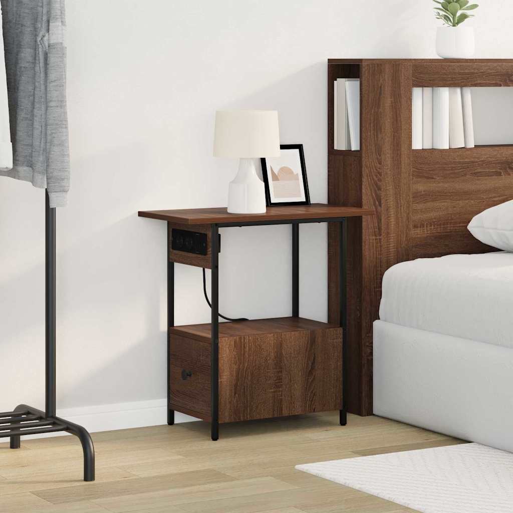 Bedside Cabinet Brown Oak 60 x 30 x 61 cm Engineered Wood