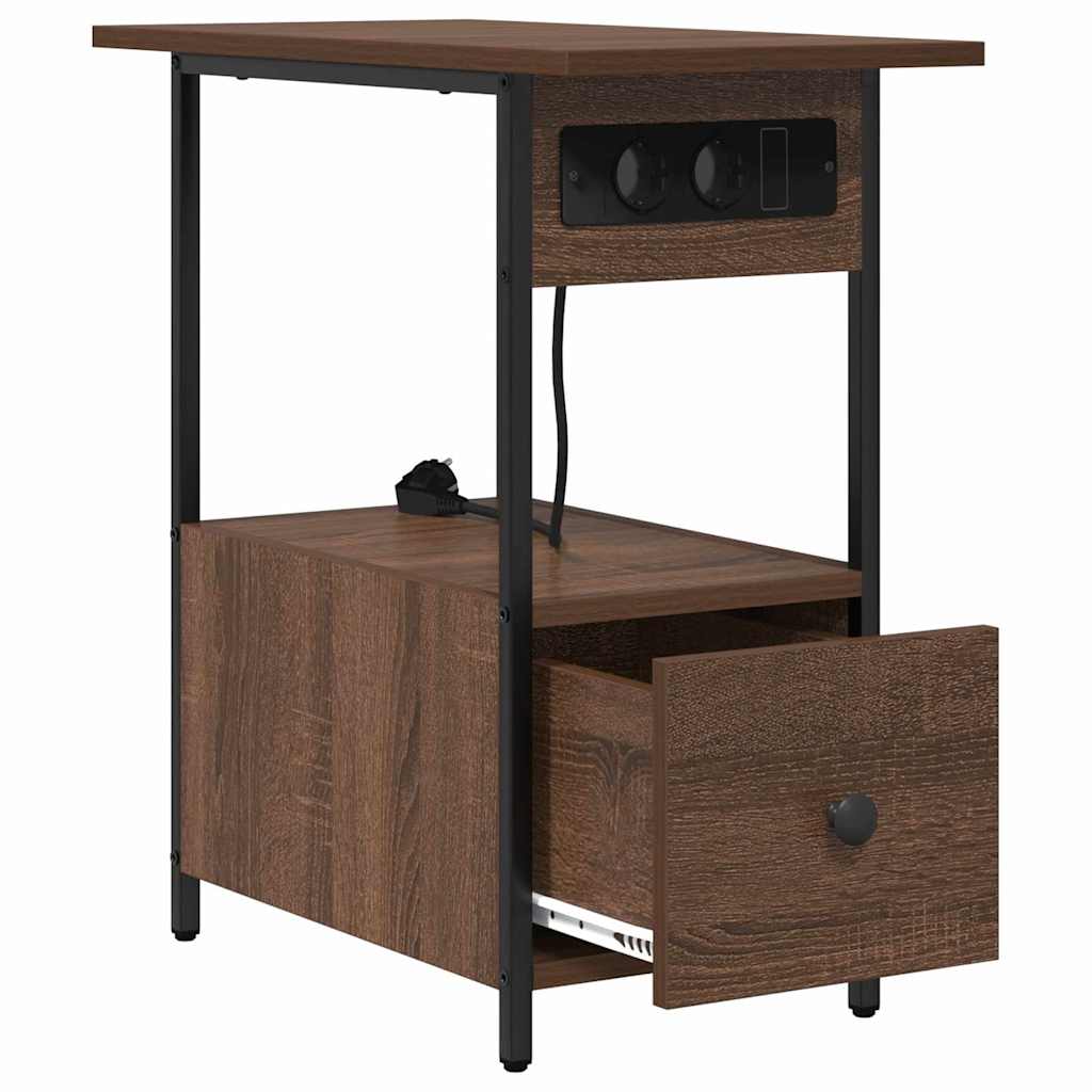 Bedside Cabinet Brown Oak 60 x 30 x 61 cm Engineered Wood