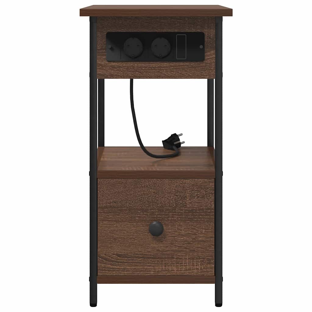 Bedside Cabinet Brown Oak 60 x 30 x 61 cm Engineered Wood