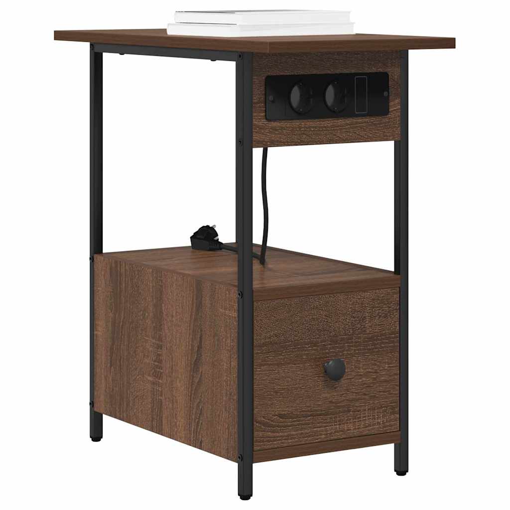 Bedside Cabinet Brown Oak 60 x 30 x 61 cm Engineered Wood
