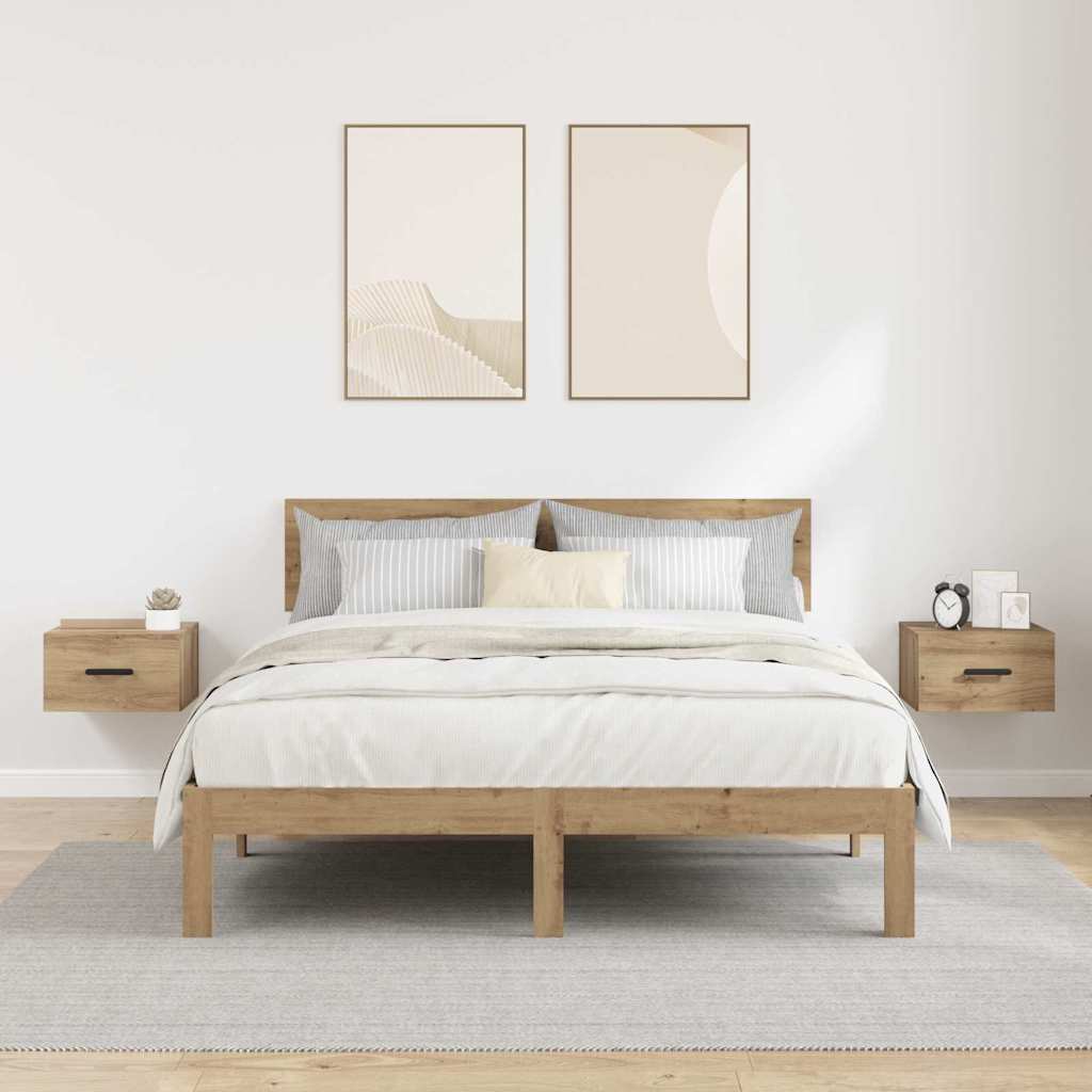 Bedside Cabinet Wall-mounted 2 pcs Artisan Oak 35 x 35 x 20 cm