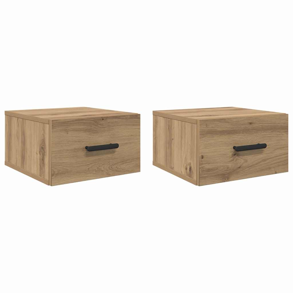 Bedside Cabinet Wall-mounted 2 pcs Artisan Oak 35 x 35 x 20 cm