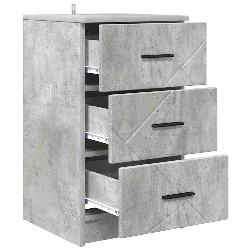 Bedside Cabinet Concrete grey 38 x 38 x 66 cm Engineered wood