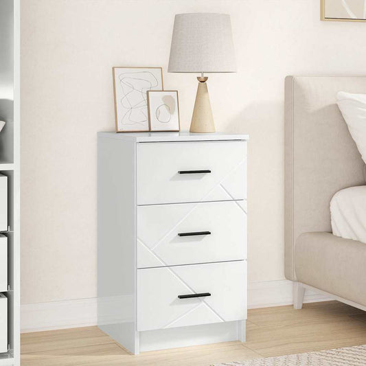 Bedside Cabinet with Drawer High gloss white 38 x 38 x 66 cm