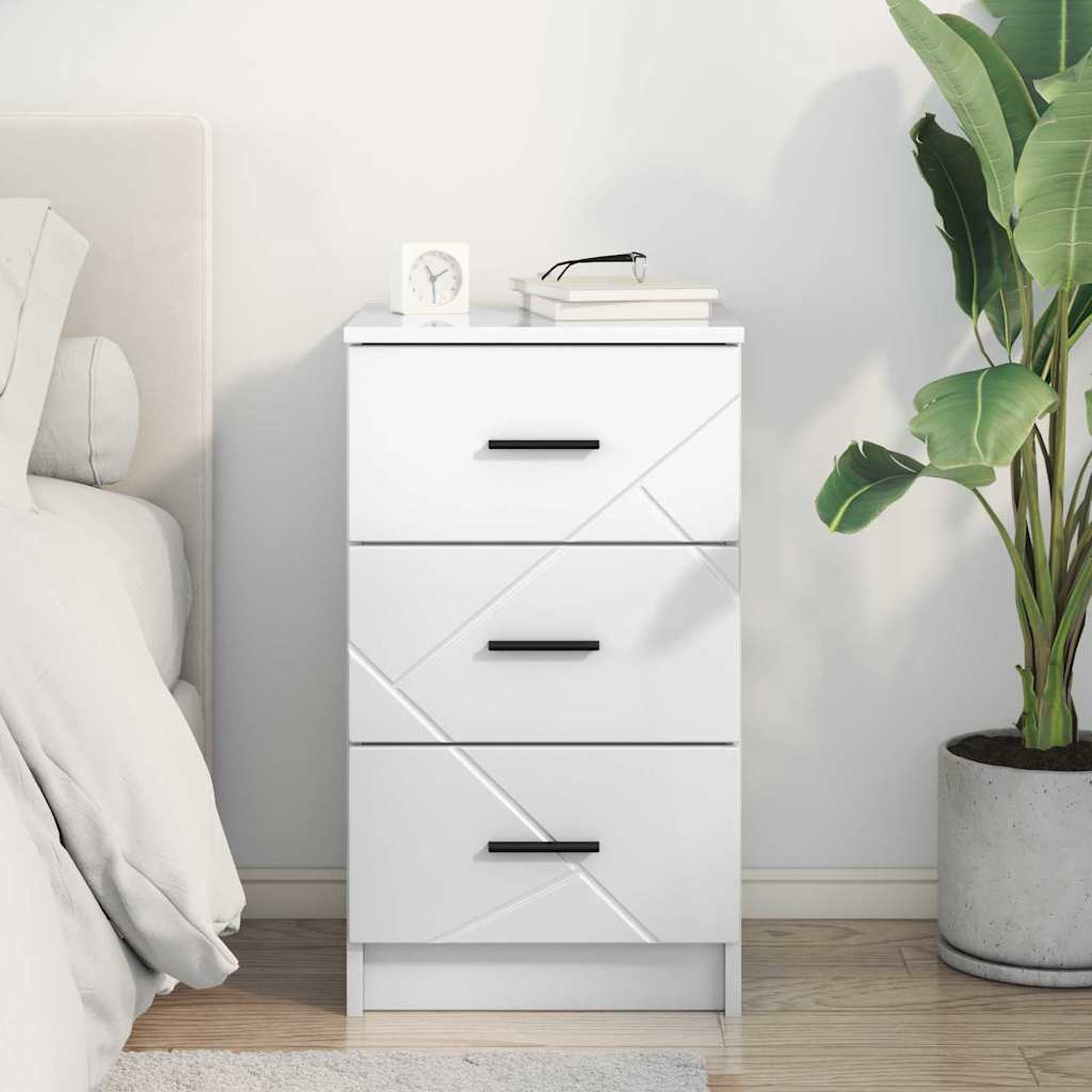 Bedside Cabinet with Drawer High gloss white 38 x 38 x 66 cm
