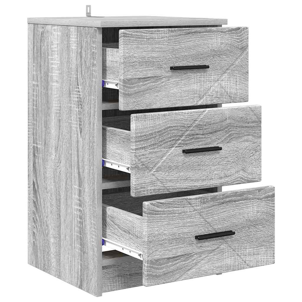 Bedside Cabinet Grey sonoma 38 x 38 x 66 cm Engineered wood