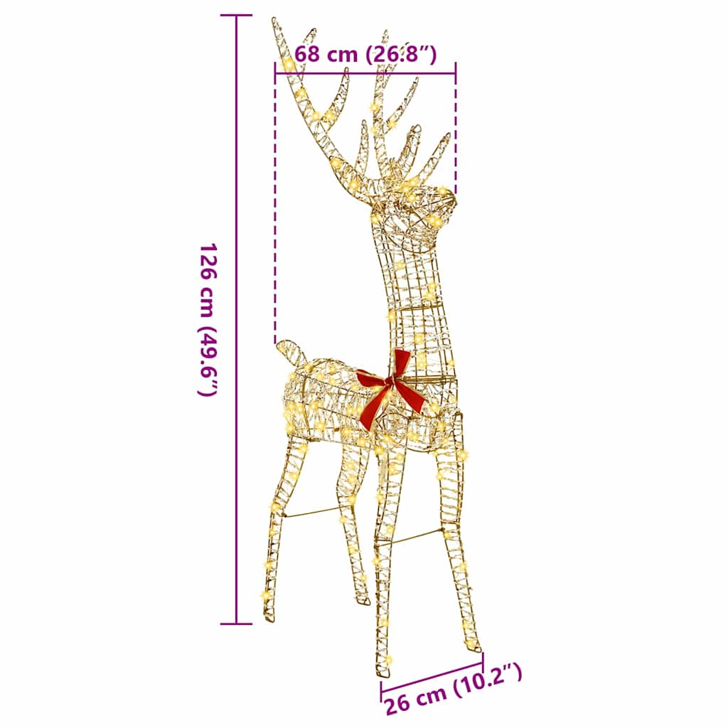 3D Reindeer with 140 LEDs Warm white 128 cm PET