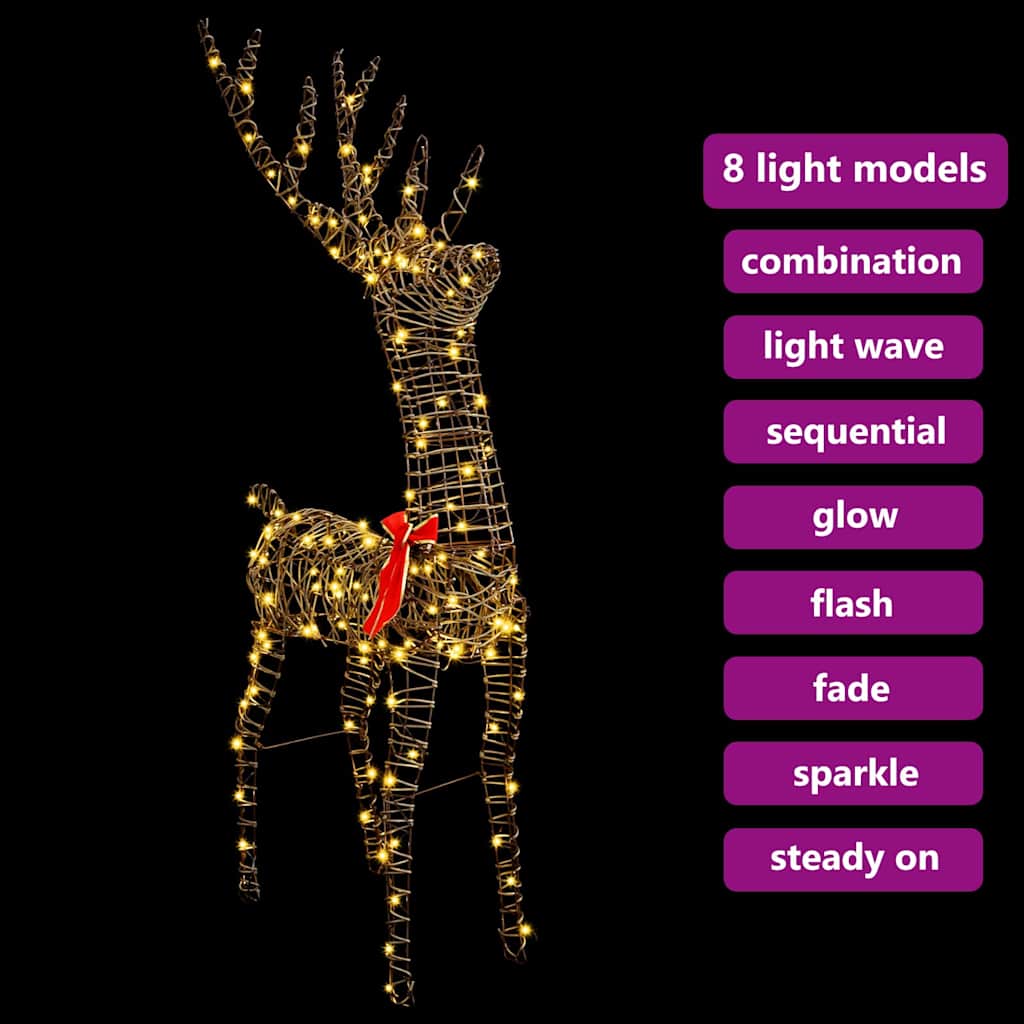 3D Reindeer with 140 LEDs Warm white 68 x 26 x 126 cm Rattan