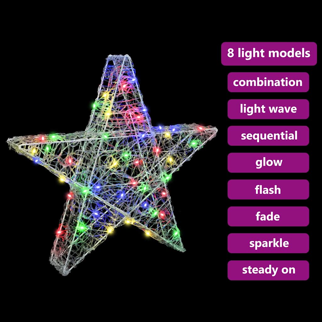 3D Star with 50 LEDs Multicolour 55 x 53.5 x 10 cm Acrylic