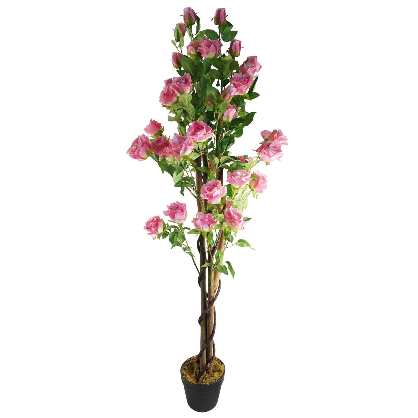 Stunning 150cm Pink Rose Tree: Realistic Silk Flowers for Effortless Decor