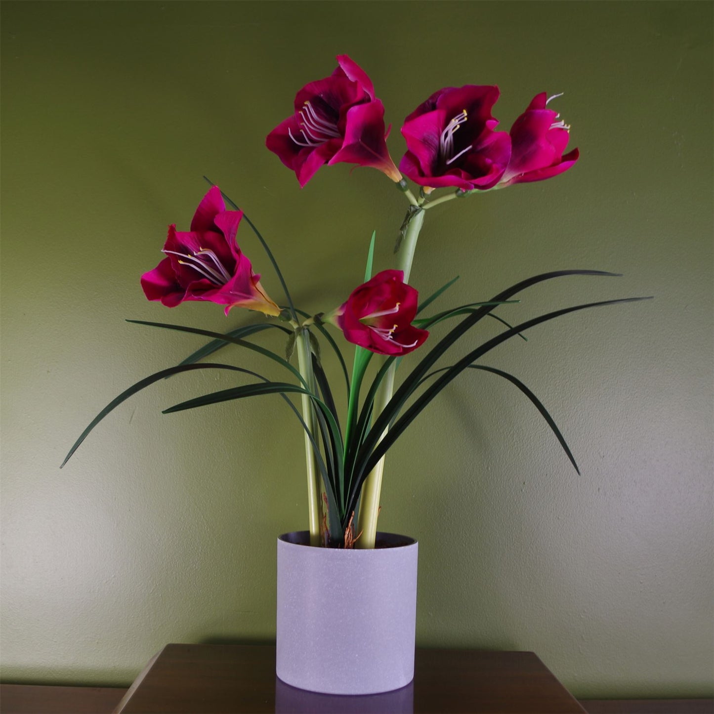 Stunning Pink Amaryllis Artificial Flowering Plant - Indoor Elegance Awaits!