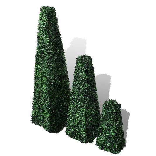 Charming Set of 3 Artificial Boxwood Topiary - Perfect Indoor & Outdoor Decor!
