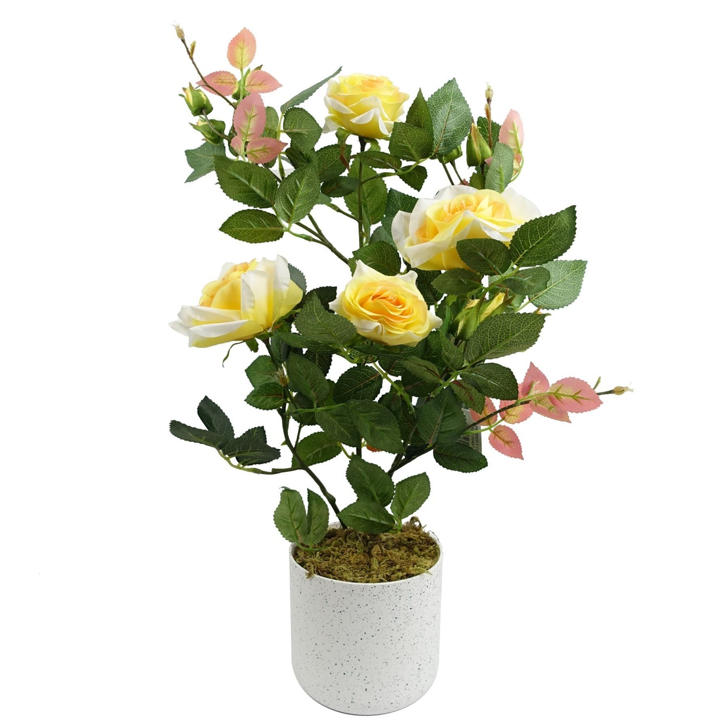 Stunning 50cm Artificial Yellow Rose Plant - No Maintenance, Instant Elegance!