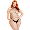 Showstopper Racer Neck Crotchless Bodystocking for Curvy Elegance!