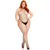 Showstopper Racer Neck Crotchless Bodystocking for Curvy Elegance!