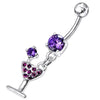 Trendy Jeweled Banana Bar Belly Ring - Stylish 14g Sterling Silver Charm