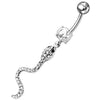 Trendy Jeweled Snake Belly Ring - Stunning Sterling Silver Charm!