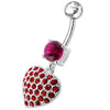 Trendy Jeweled Heart Belly Ring - Dazzling Sterling Silver & Surgical Steel