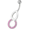 Elegant Pear Jeweled Round Dangling Belly Ring - Sparkle with Style!