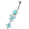 Trendy Multi Flower Jeweled Belly Ring - Dazzle Your Style!