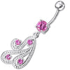 Trendy Sterling Silver Dangling Belly Ring - 316L Surgical Steel