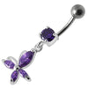 Elegant Jeweled Flower Belly Ring: Trendy 14g Surgical Steel Body Jewelry