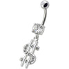 Trendy Jeweled Dollar Sign Belly Ring - Glam Up Your Style!