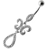 Trendy Jeweled Belly Ring - 316L Steel & Sterling Silver Elegance