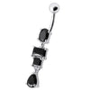 Trendy Curved Belly Ring: Fancy Studded Dangling Body Jewelry for Shoppers!