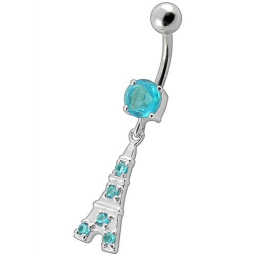 Chic Sterling Silver Eiffel Tower Belly Ring - Trendy & Eye-Catching!