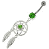 Sparkling Dream Catcher Belly Ring with Jeweled Star & Sterling Silver Charm