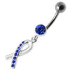 Trendy Jeweled CROSS Belly Ring - Stunning Sterling Silver & Surgical Steel!