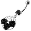 Trendy Jeweled Roses Belly Ring - Chic Surgical Steel & Sterling Silver Design!