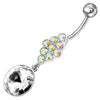 Trendy 316L Surgical Steel Belly Ring with Elegant Zirconia Charm