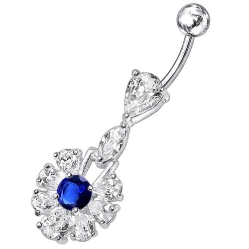 Elegant Jeweled Belly Ring - 316L Surgical Steel & Sterling Silver Charm