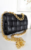 Chic Woven Faux Leather Handbag with Gold Chain Strap - Trendy & Stylish!