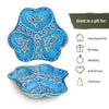 Charming Christmas Gift: 3-in-1 Ceramic Snack & Dip Bowl in Elegant Blue