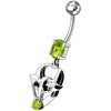 Trendy Jeweled Gothic Skull Belly Ring - Stylish 14g Silver Dangle Jewelry