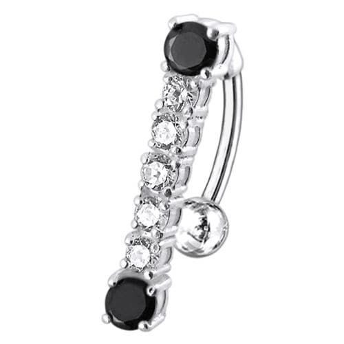 Trendy Jeweled Reverse Belly Ring - Stylish 14g Surgical Steel & Silver Charm