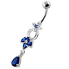 Stunning Jeweled Navel Belly Ring - 316L Steel & Sterling Silver Elegance!