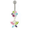 Elegant Butterfly & Flower Belly Ring - 316L Surgical Steel & Silver Charm