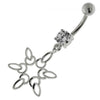 Enchanting 925 Sterling Silver Snowflake Belly Ring with Cubic Zirconia Charm