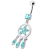 Trendy Sterling Silver Belly Ring - Sparkling Dangling Charm 14g