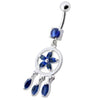 Trendy Sterling Silver Belly Ring - Sparkling Dangling Charm 14g