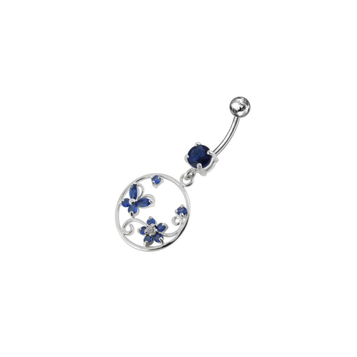 Trendy Jeweled Silver Curved Bar Belly Ring – Elevate Your Style!